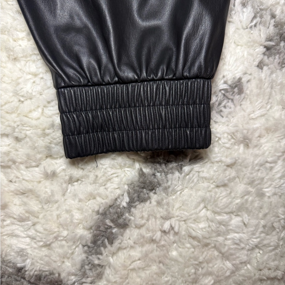 Karl Lagerfeld Paris Vegan Leather Drawstring Joggers - Picture 4 of 7